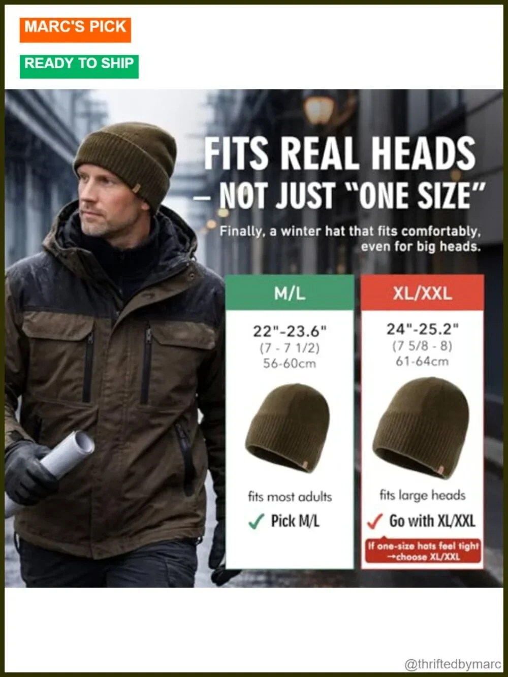 DryKnit Waterproof Merino Wool Beanie with Polartec Fleece Lining Big Head Fit